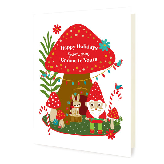 Gnome Home Custom Folded Paper Holiday Card