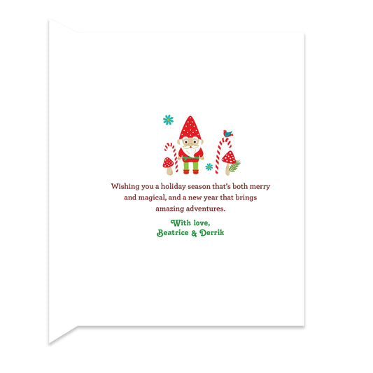Gnome Home Custom Folded Paper Holiday Card
