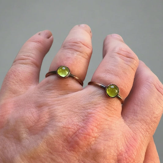Peridot Copper Ring - Handcrafted Talisman for Renewal and Strength