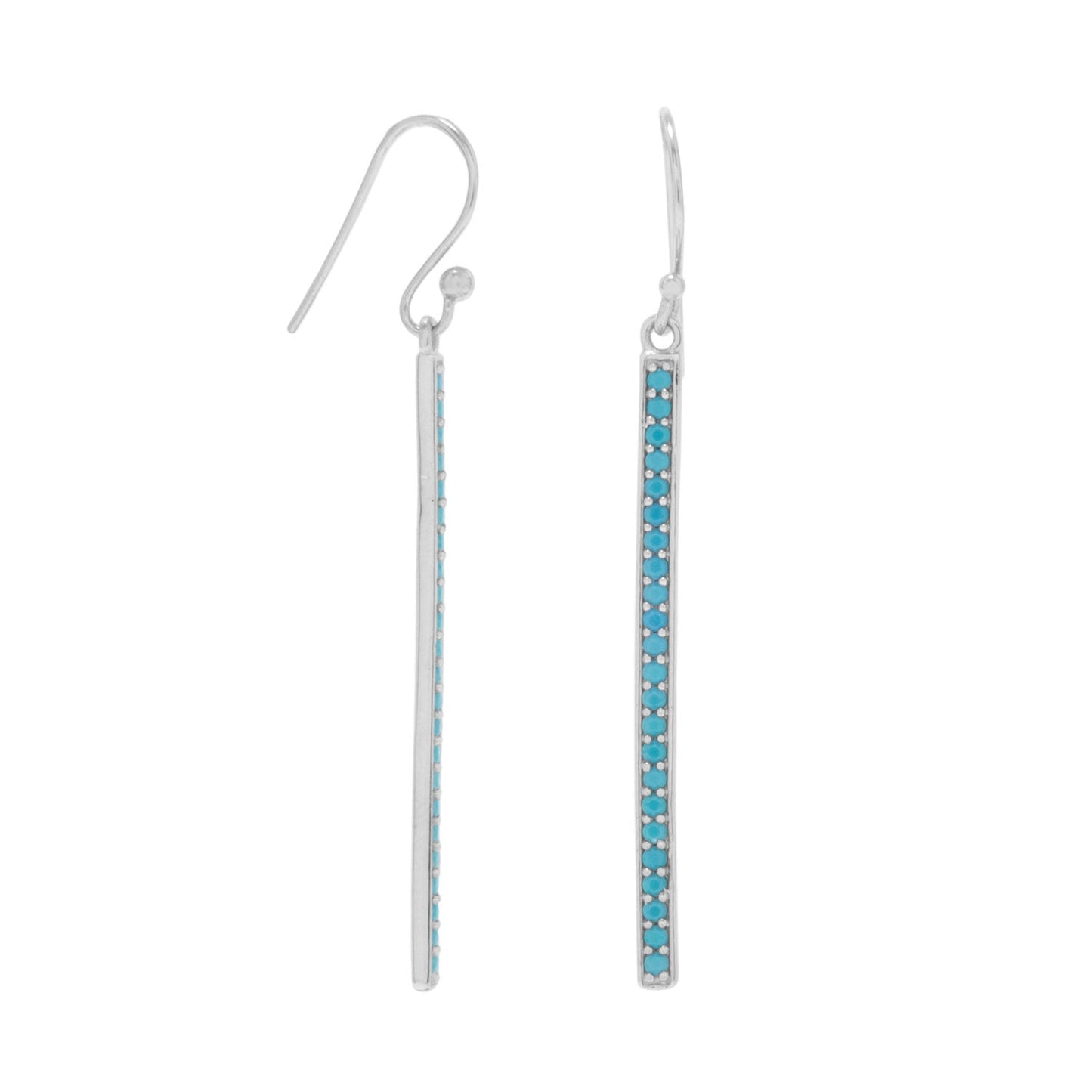 Nano Turquoise Crystal Bar Earrings