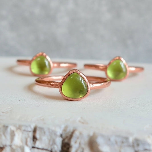 Peridot Ring Handcrafted Copper Talisman For Renewal In Everyday Ritual