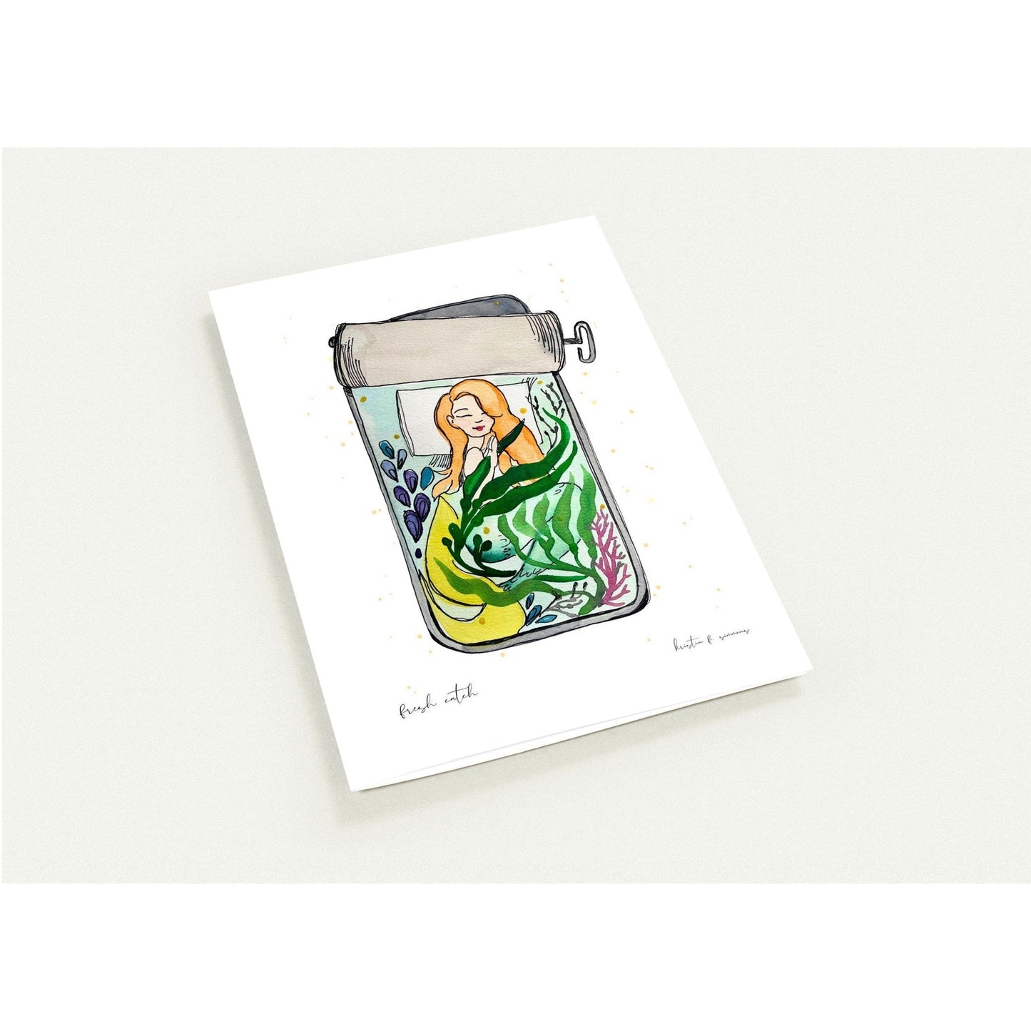 Luxury Notecards ~ Tinned Fish Mermaid - Pack of 4