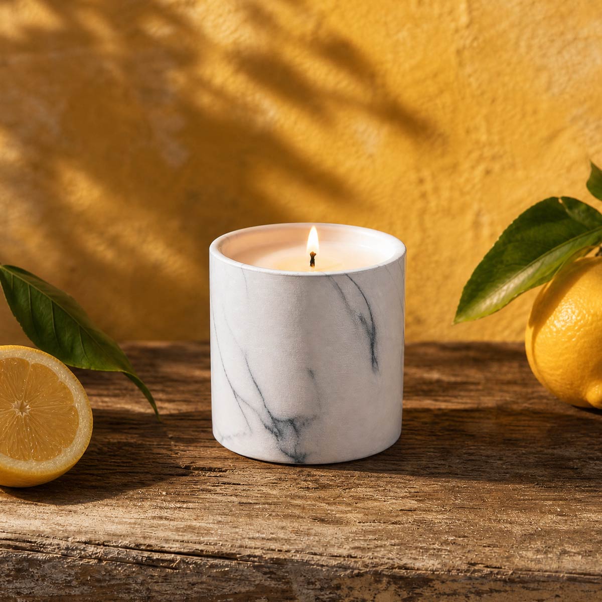 Natural Lemon White Marble Candle 6oz
