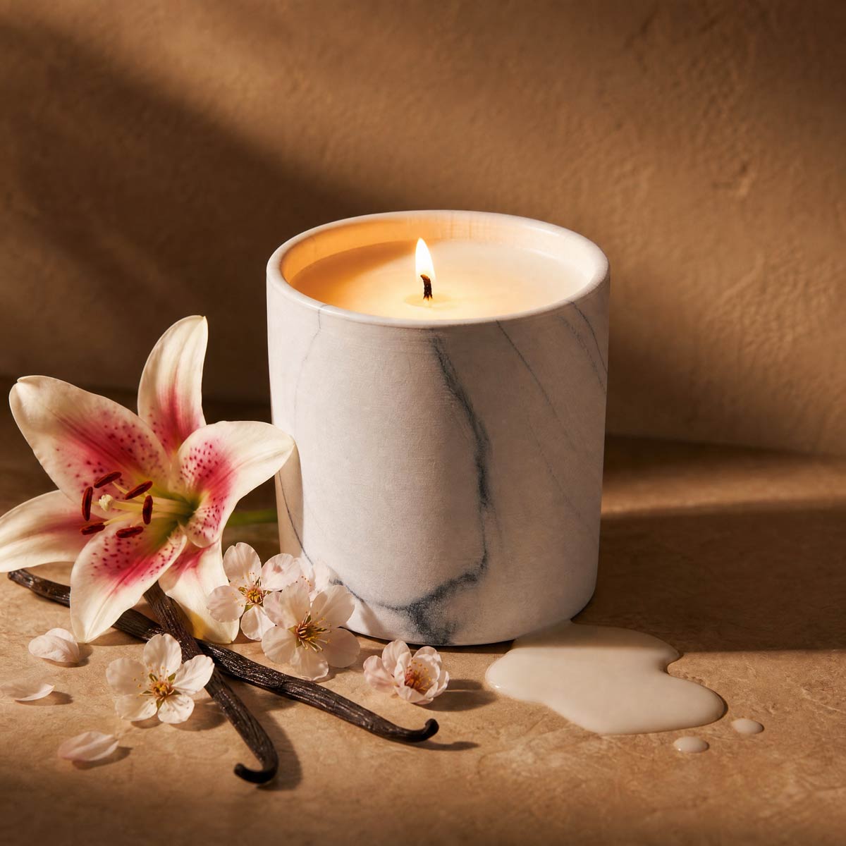 Natural Vanilla Orchid White Marble Candle 6oz