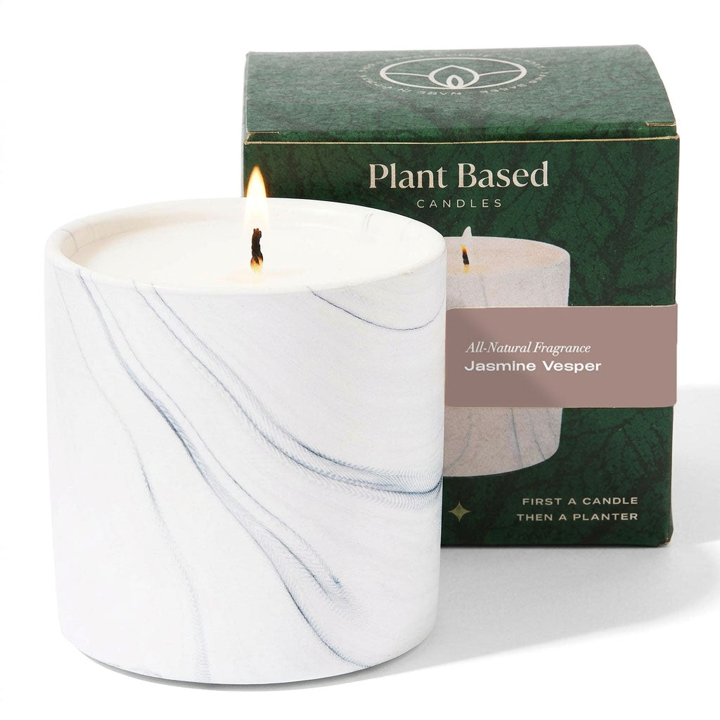 Natural Jasmine Vesper White Marble Candle 6oz