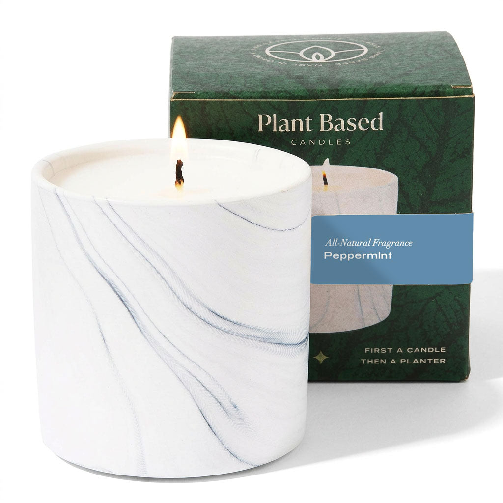 Natural Peppermint White Marble Candle 6oz