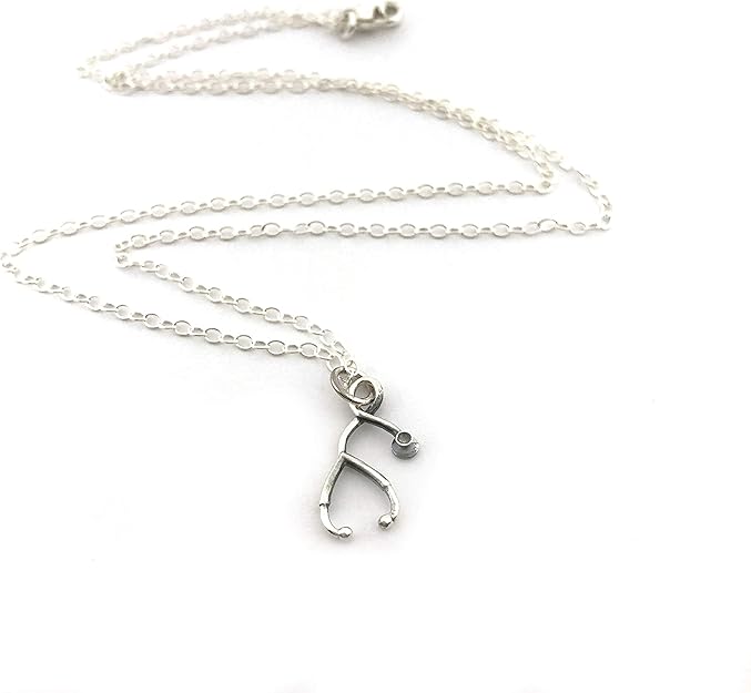 Sterling Silver Stethoscope Necklace – Handmade Medical Jewelry Gift for Doctors, Nurses & Students