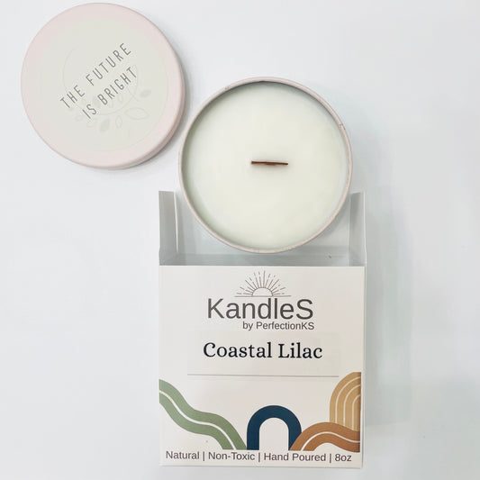 Coastal Lilac Luxury Candle | Eco-Friendly Clean-Burning Wooden Wick Candle