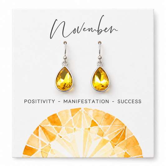 November Birthstone Crystal Earrings - Sterling Silver