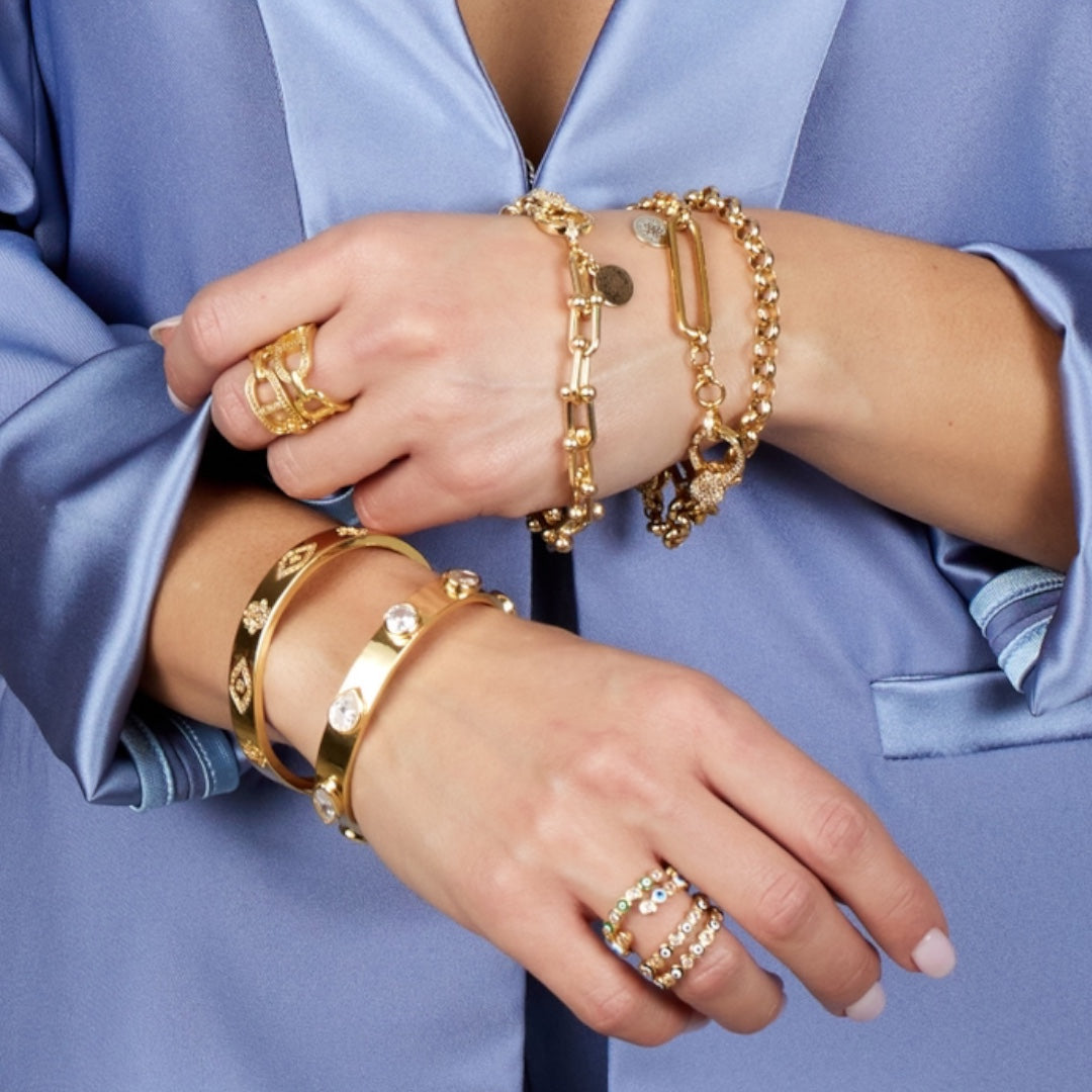 Mannaz Statement Gold Bracelet