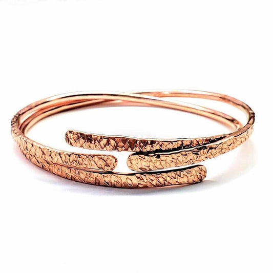 8 Gauge Adjustable Hammered Copper Overlap Bangle For Him or Her