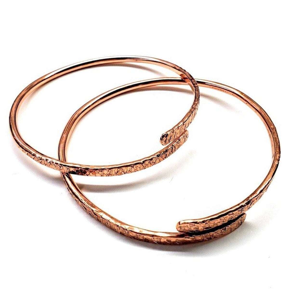 8 Gauge Adjustable Hammered Copper Overlap Bangle For Him or Her