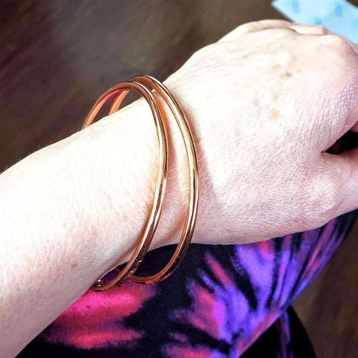 8 Gauge Adjustable Hammered Copper Overlap Bangle For Him or Her