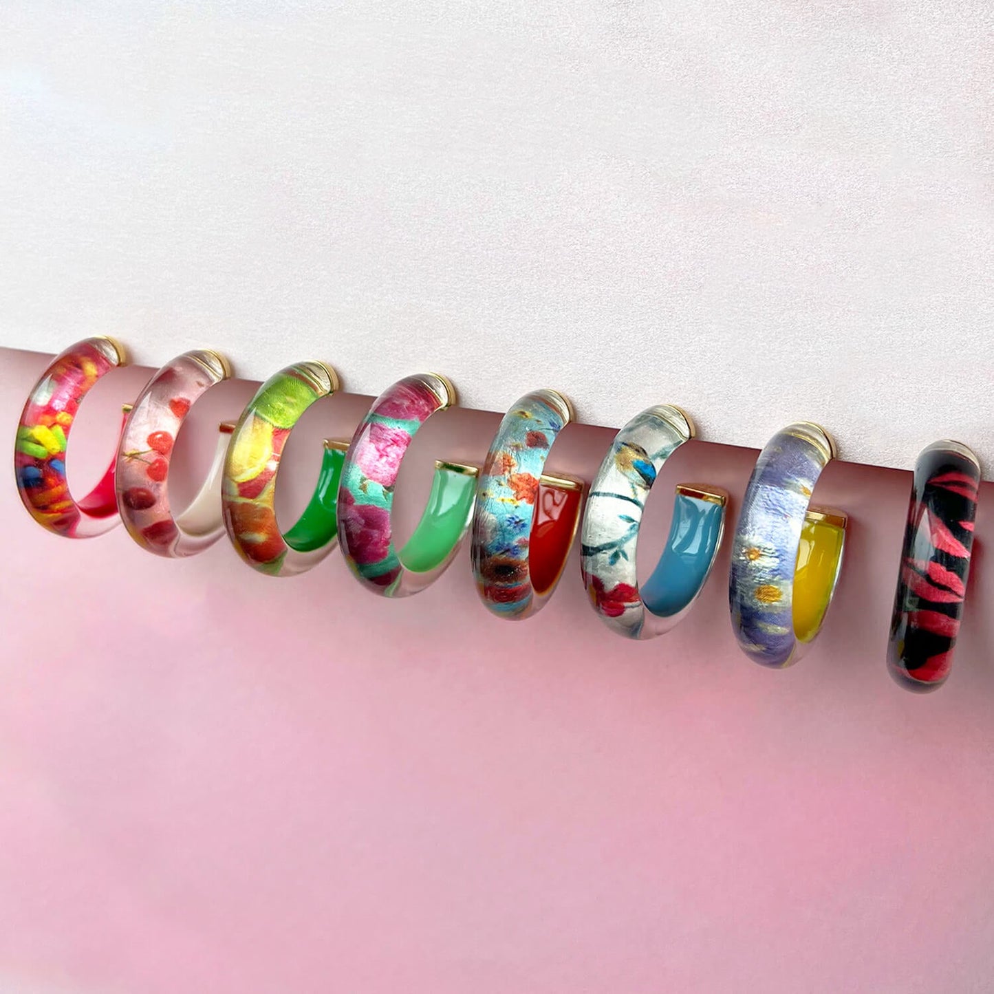 Peony Illusion Hoop Earrings