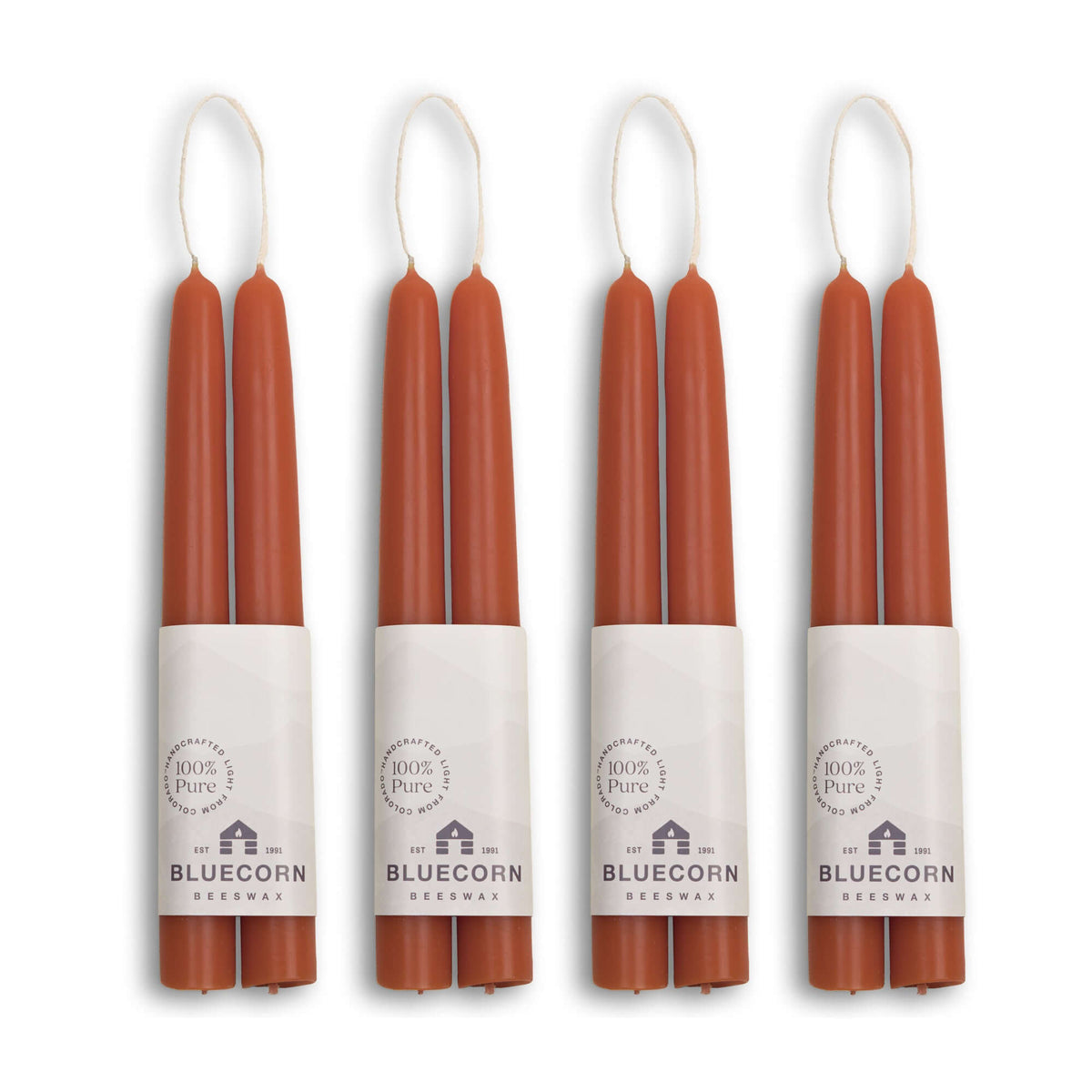 Hand-Dipped Beeswax Taper Candles - Bulk 4-Pair Bundle