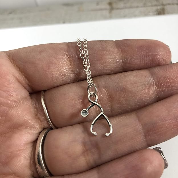Sterling Silver Stethoscope Necklace – Handmade Medical Jewelry Gift for Doctors, Nurses & Students