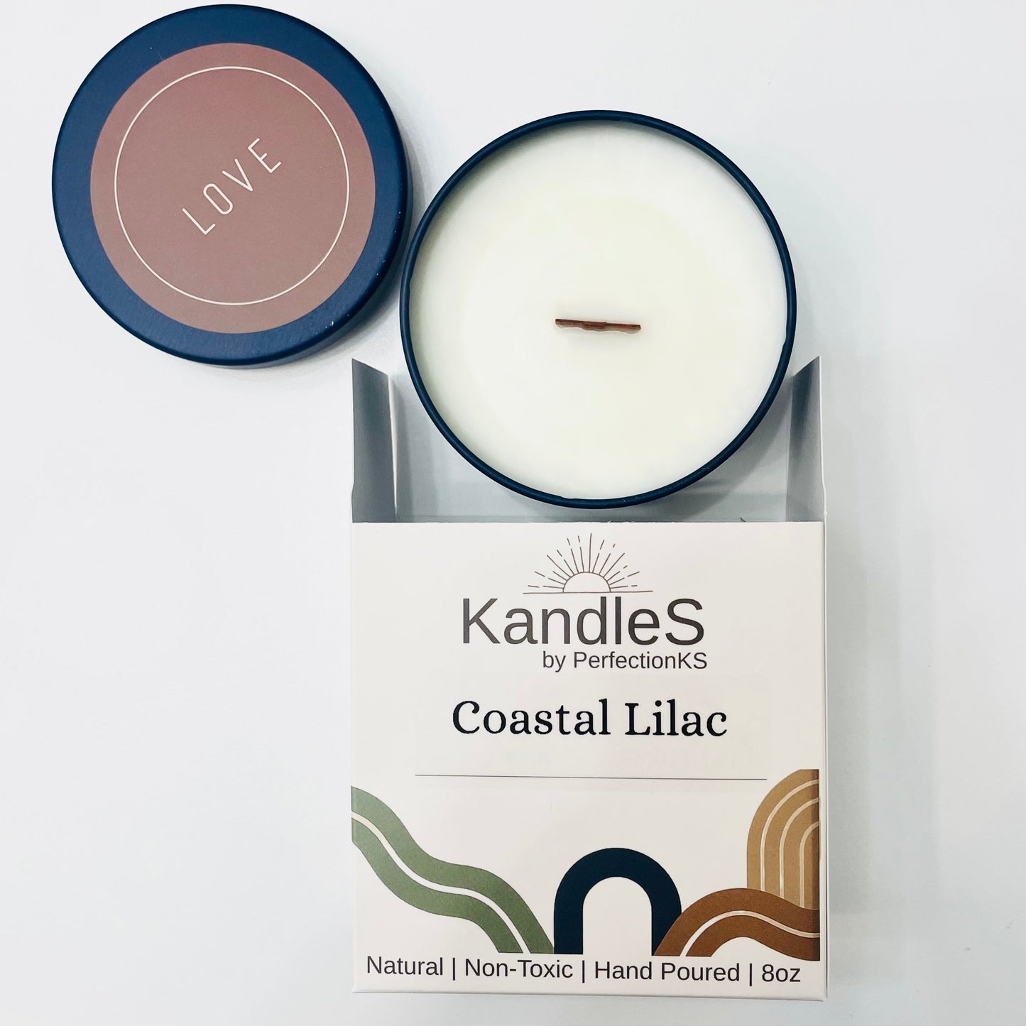 Coastal Lilac Luxury Candle | Eco-Friendly Clean-Burning Wooden Wick Candle