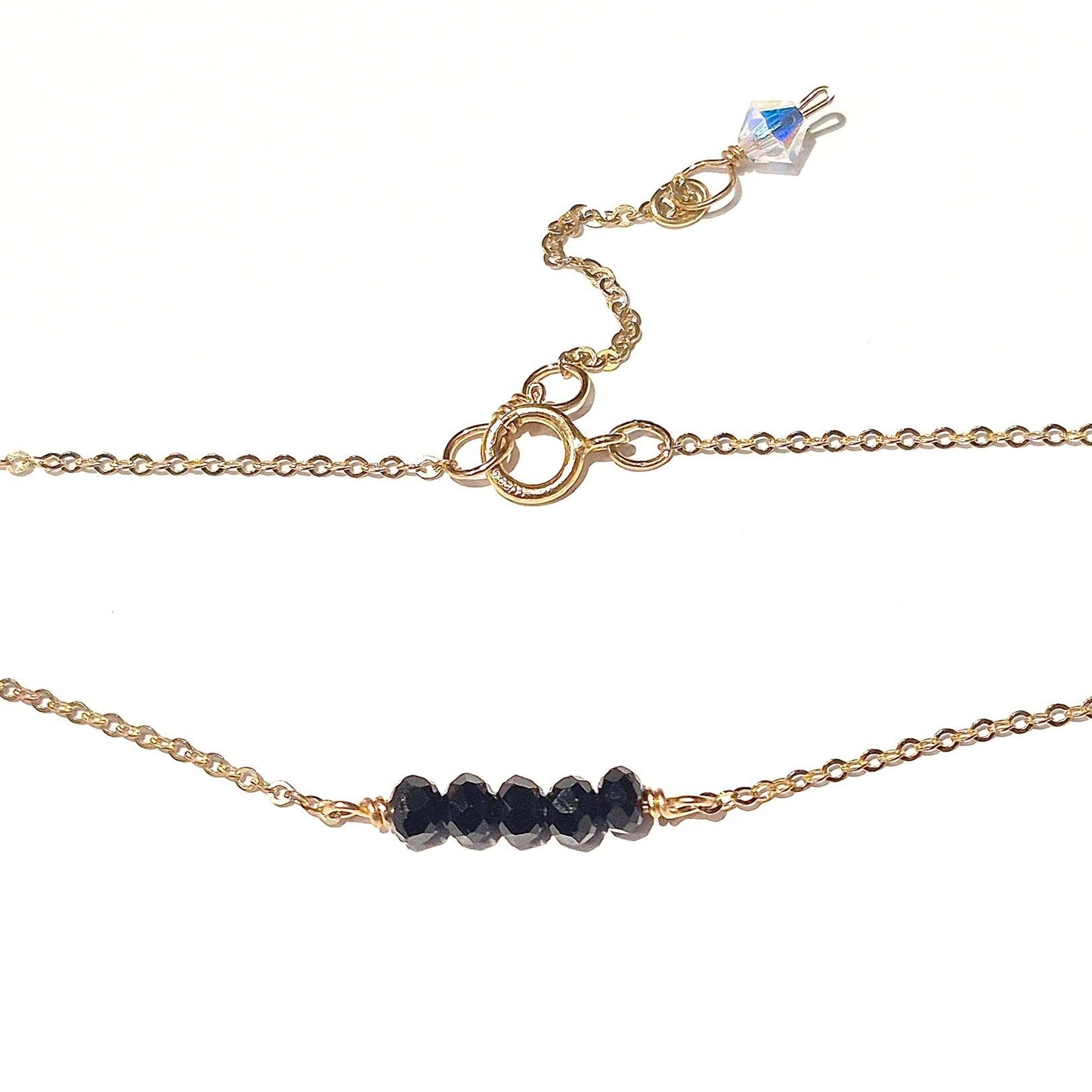 Black Onyx Choker Necklace with Swarovski Clasp