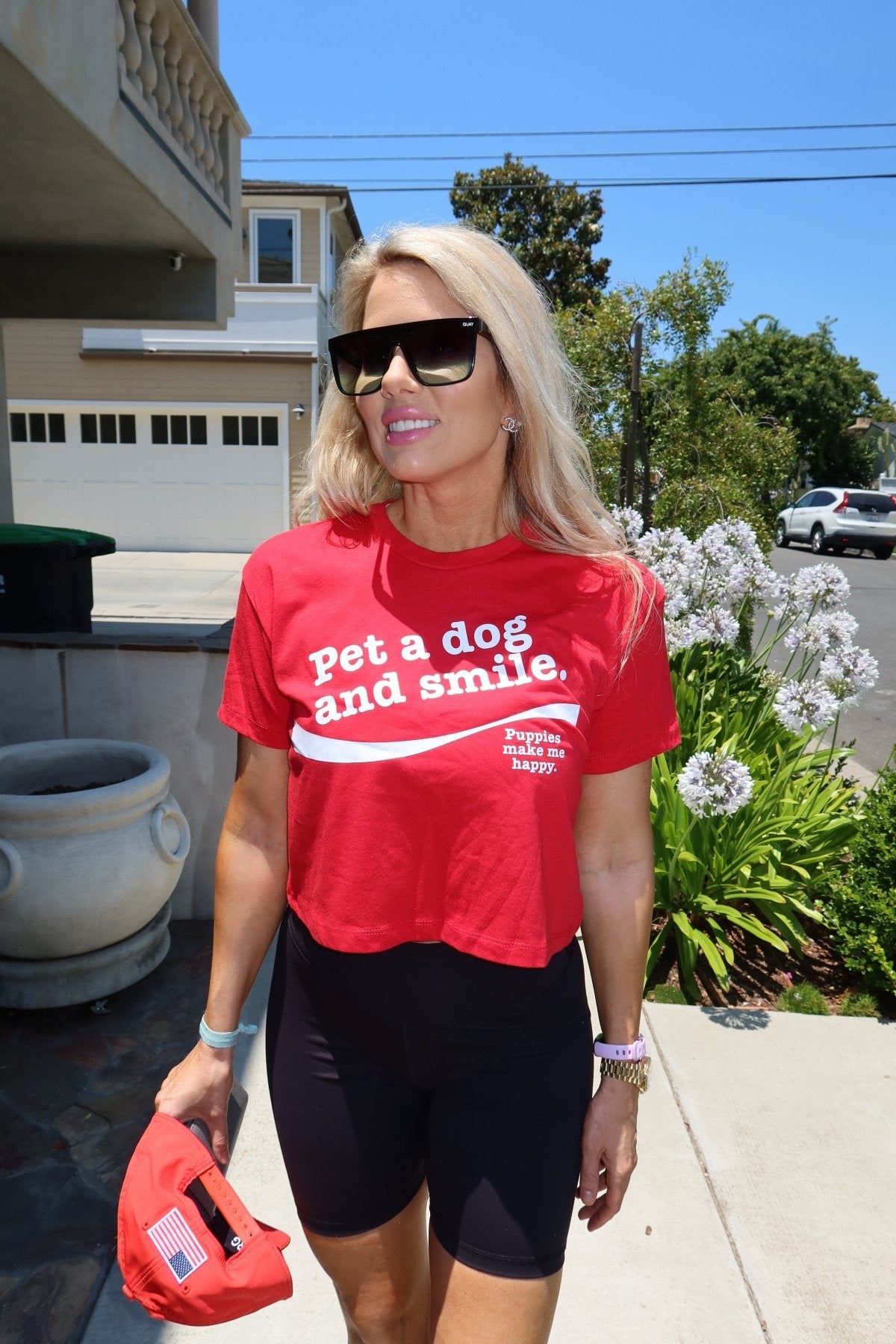 Pet A Dog And Smile Crop Tee | Gift for Dog Lovers | Made in USA