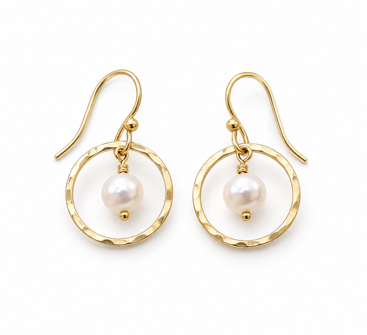 Orbit Pearl Earrings – Silver or Gold