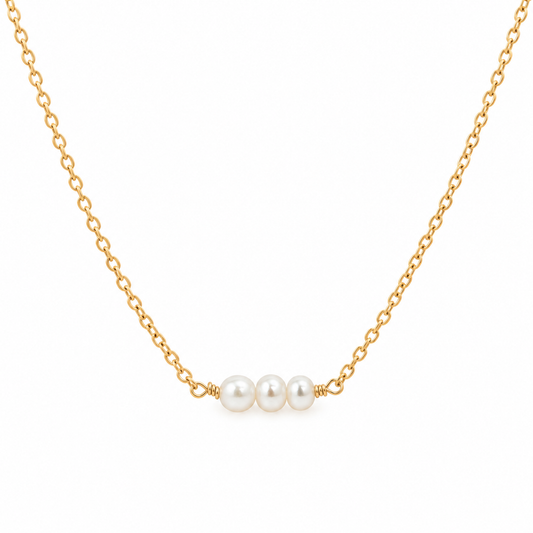Tiny Trio Freshwater Pearl Necklace – Sterling Silver or 14k Gold Filled