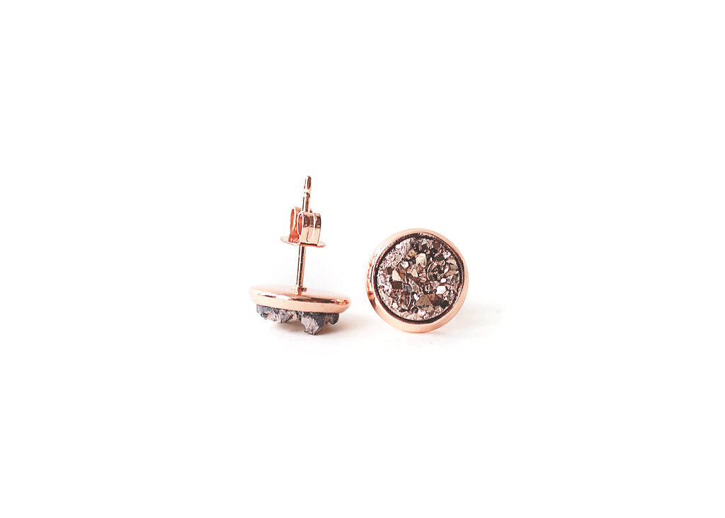 8mm Rose Gold Druzy Stud