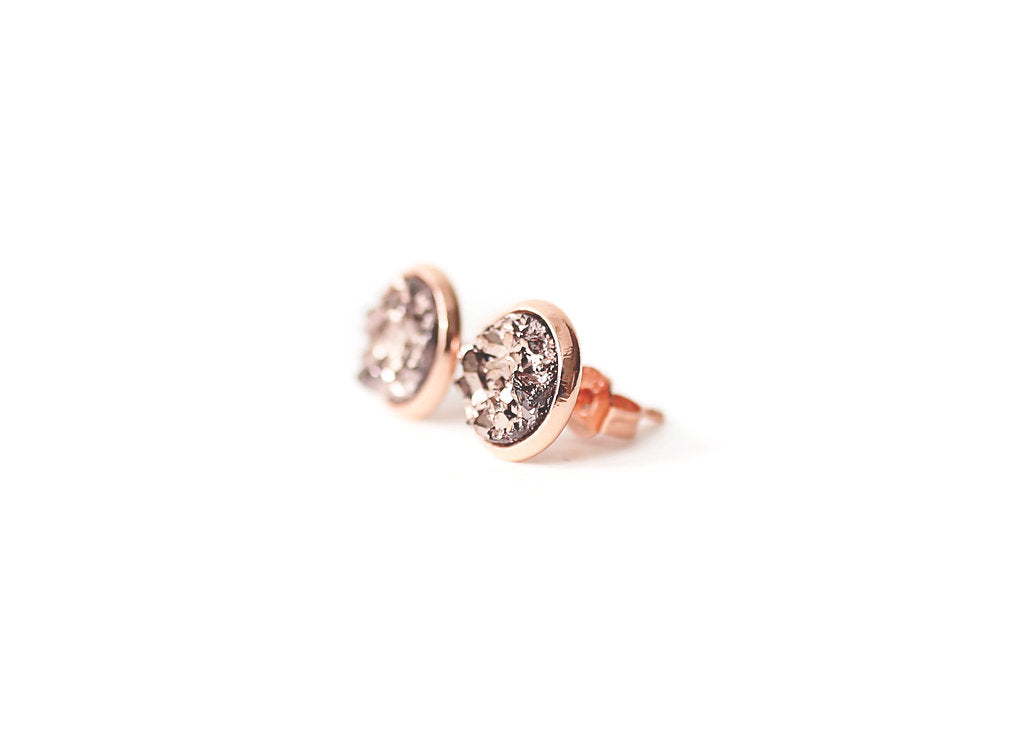 8mm Rose Gold Druzy Stud