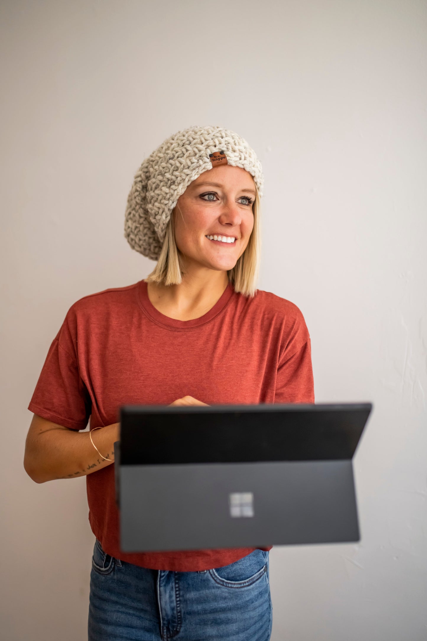Crochet Slouch Hat | Neutral Slouchy Beanie