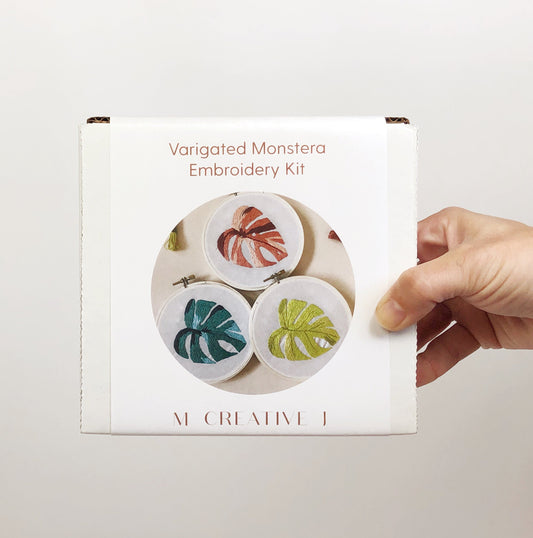 Variegated Monstera- DIY Beginner Hand Embroidery Kit