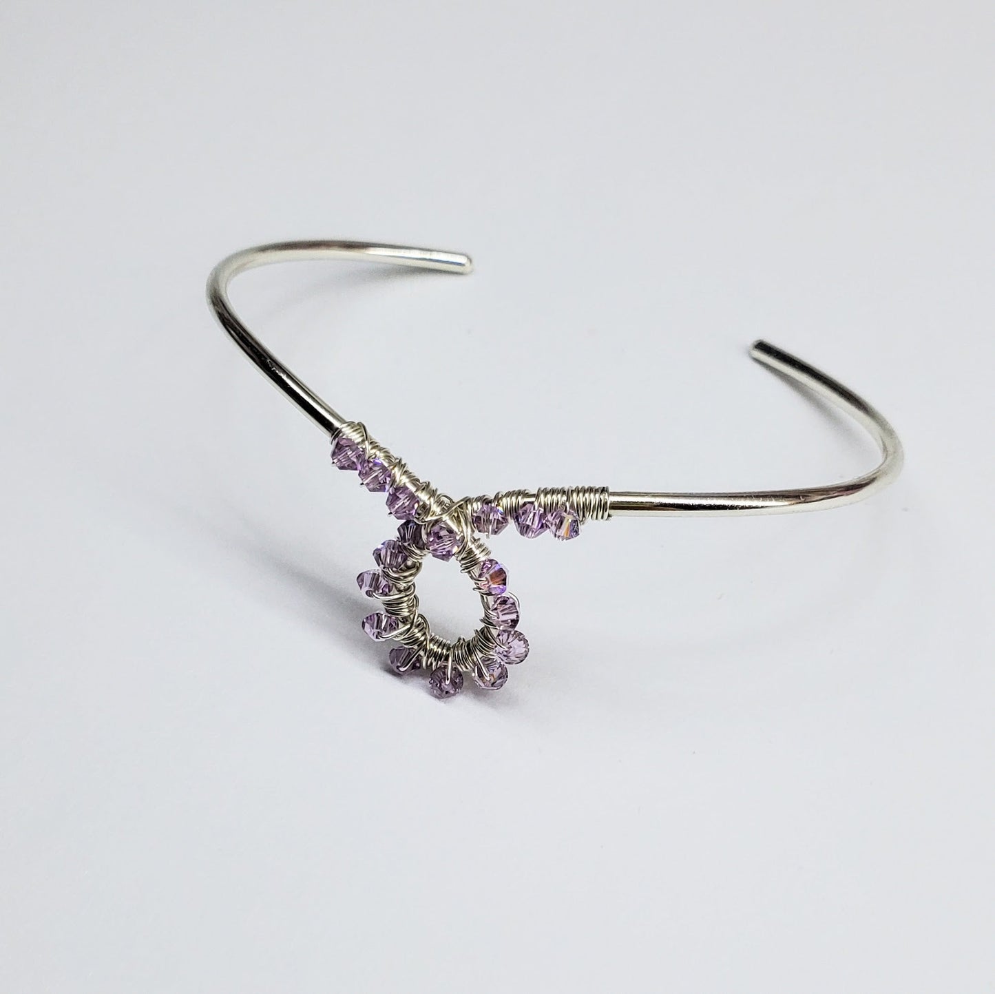 Lavender Crystal Cancer Ribbon Awareness Bangle