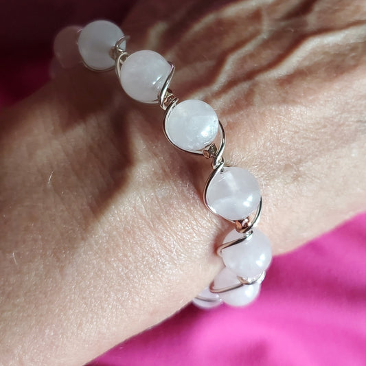 Sterling Silver Spiral Twist Wrap Gemstone Lava Rock Bangle Bracelet