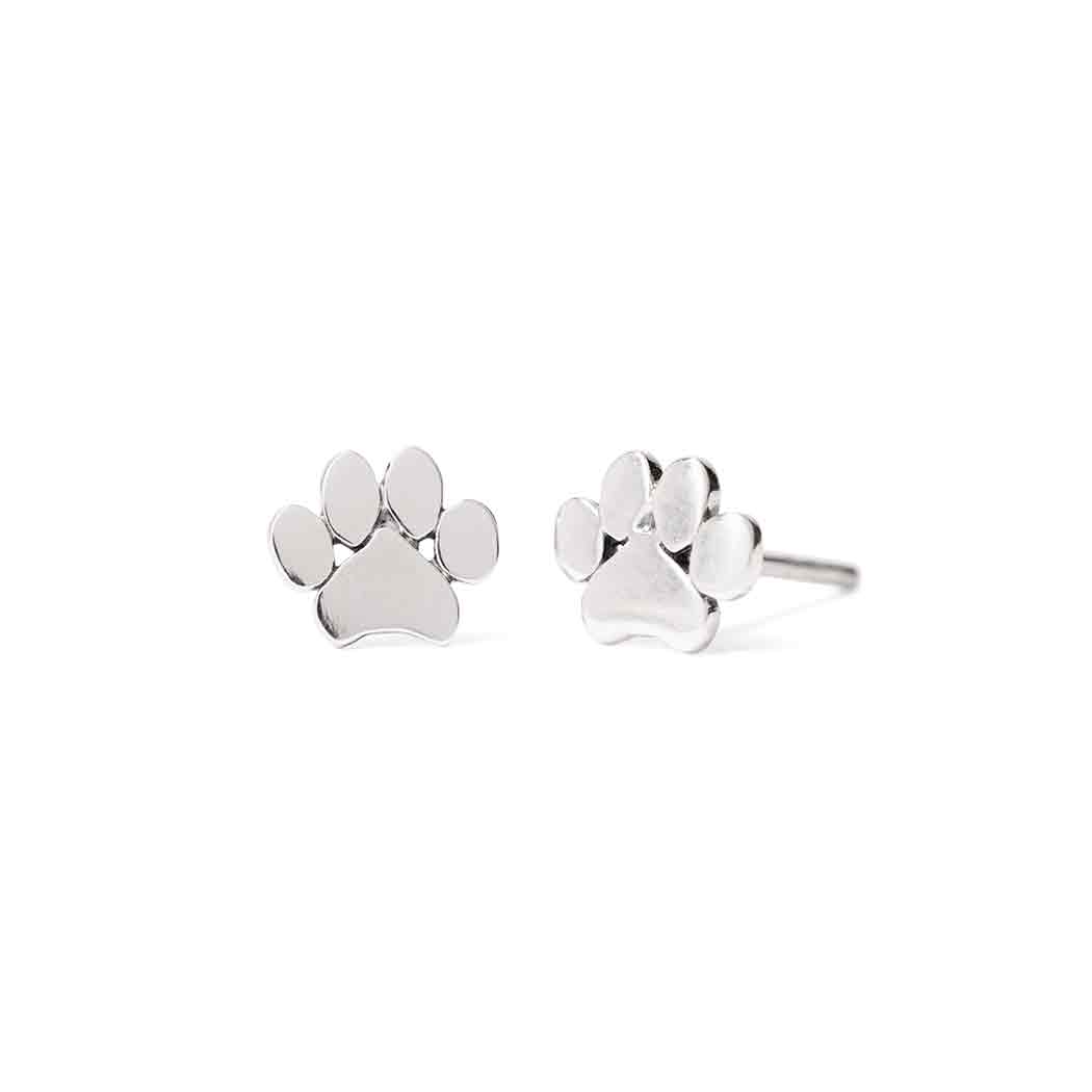 Sterling Silver Paw Stud Earrings – Pet Lover Dog Jewelry Gift