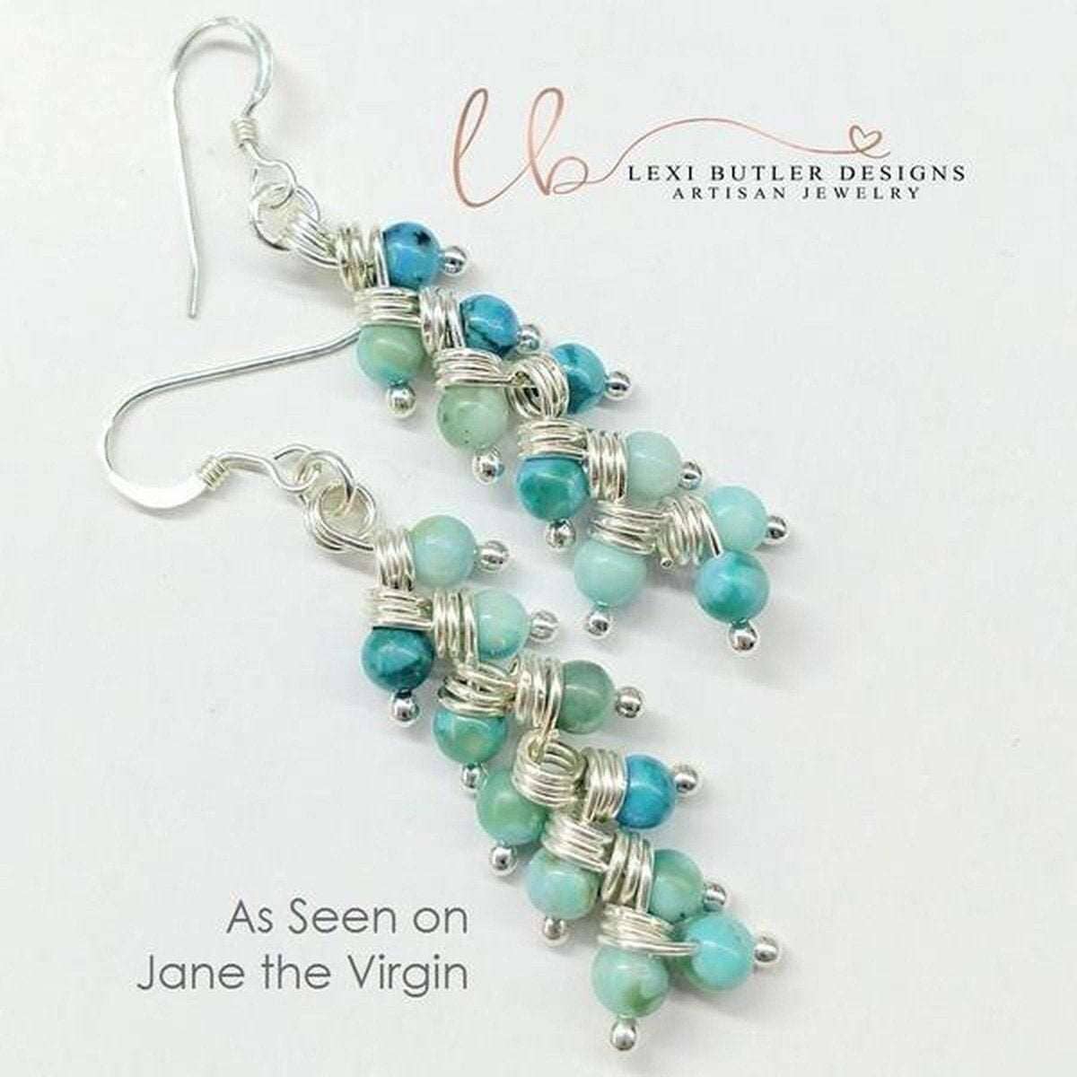 As Seen On TV Jane The Virgin Sterling Silver Turquoise Wire Wrapped Earrings