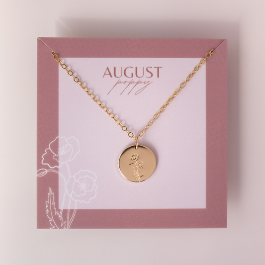 August Birth Flower Necklace • Poppy