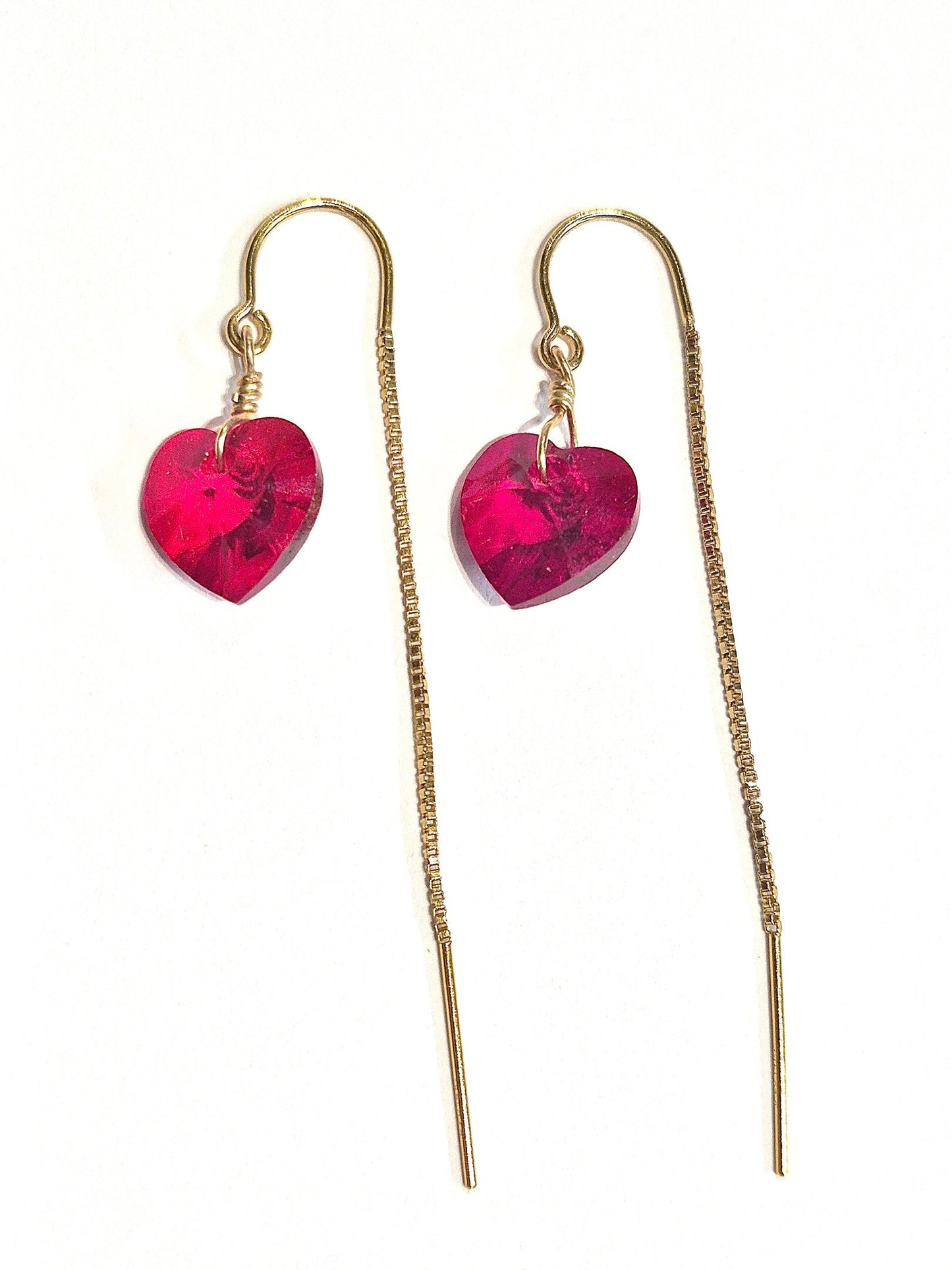 Red Heart swarovski Threader Earrings