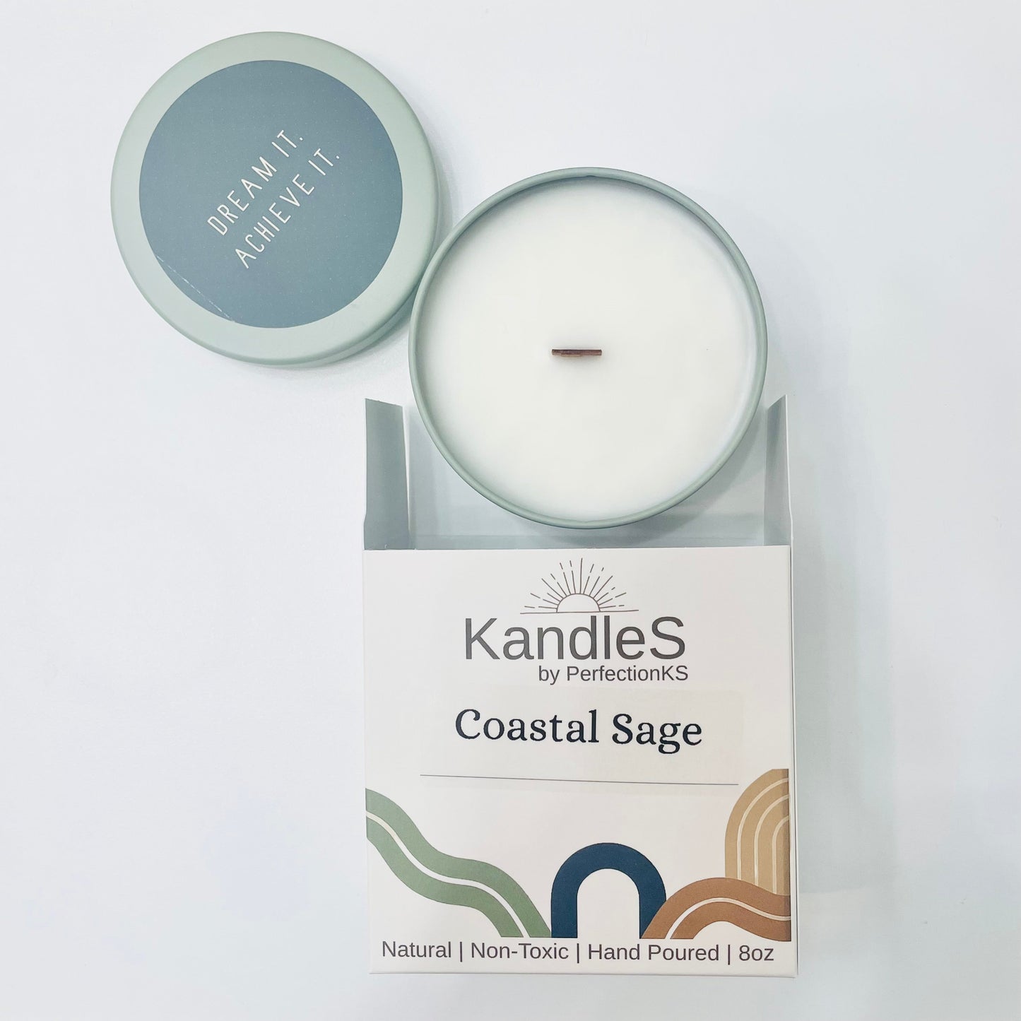 Coastal Sage Luxury Candle | Eco-Friendly Clean-Burning Wooden Wick Candle