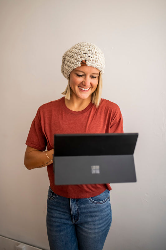 Crochet Slouch Hat | Neutral Slouchy Beanie
