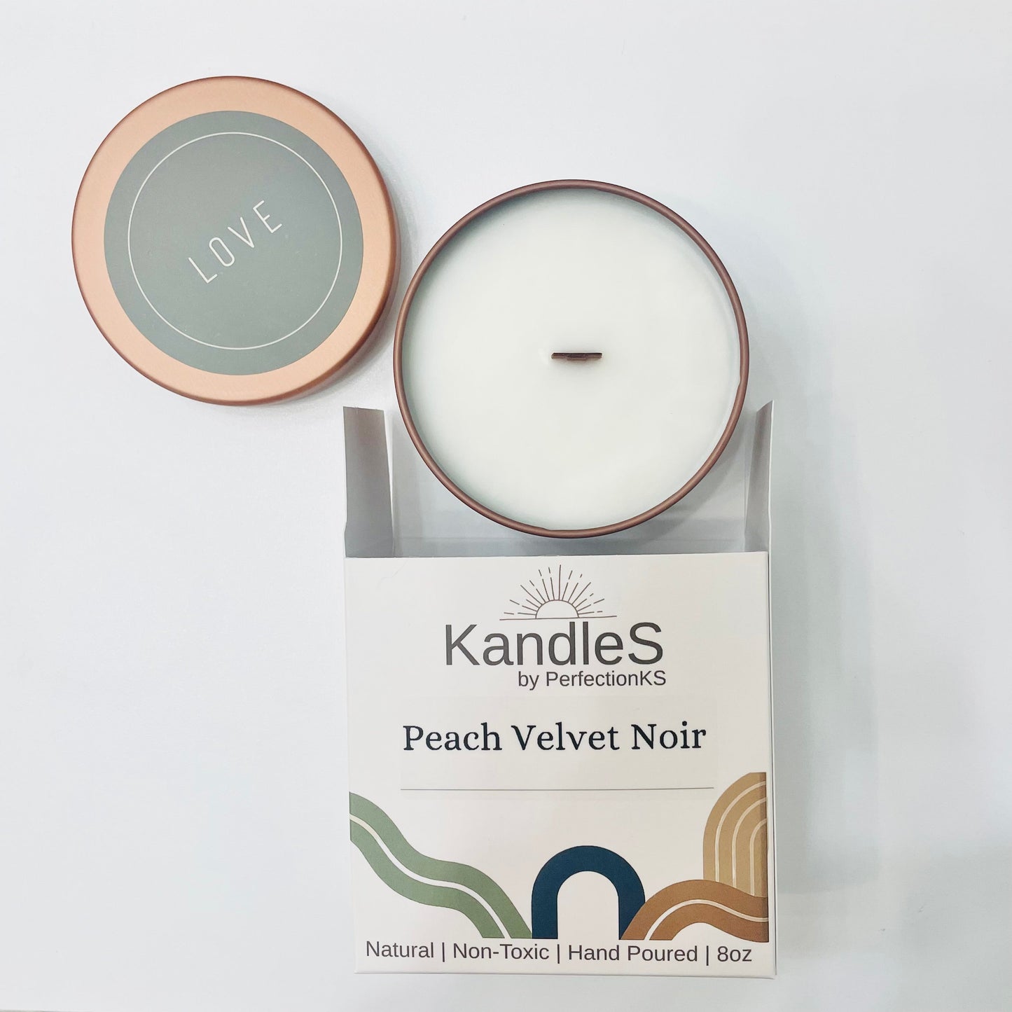 Peach Velvet Noir Luxury Candle | Eco-Friendly Clean-Burning Wooden Wick Candle