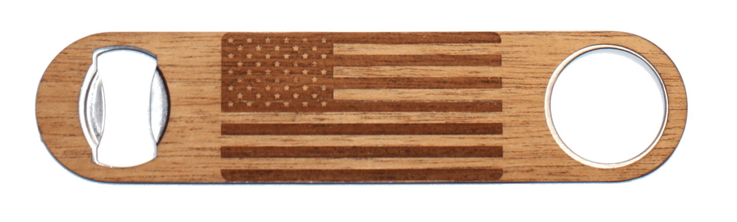 American Flag Wood Industrial Bottle Opener
