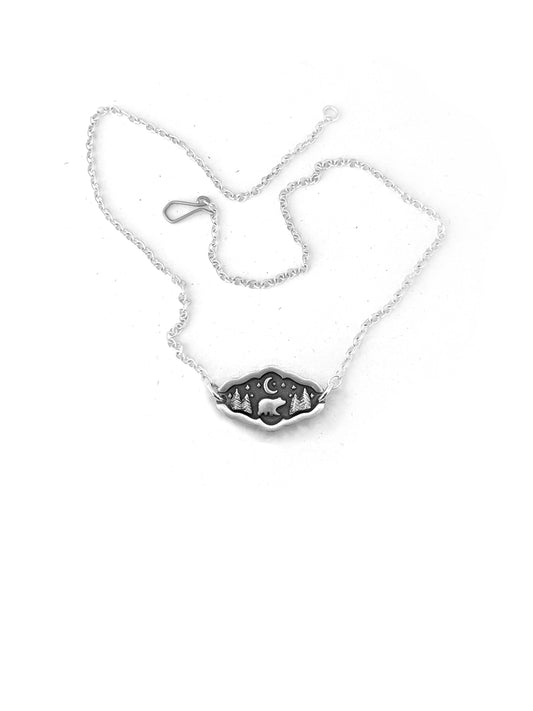 Bear under the Forest Moon Necklace