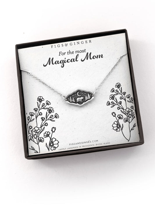 Bear under the Forest Moon Necklace