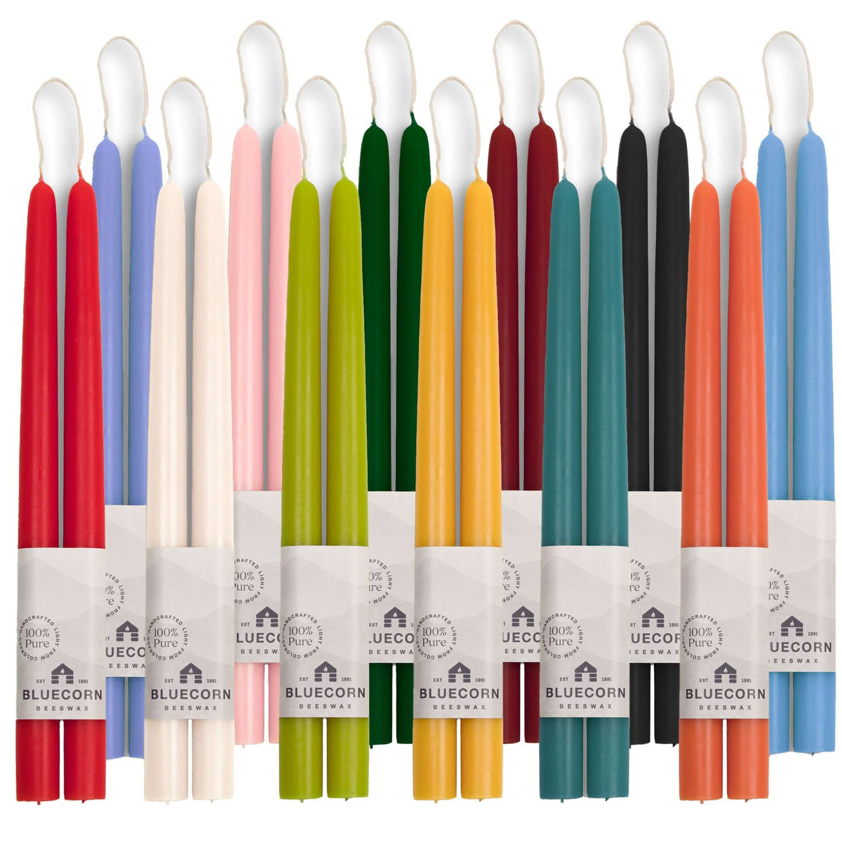 Hand-Dipped Beeswax Taper Candles - Bulk 4-Pair Bundle
