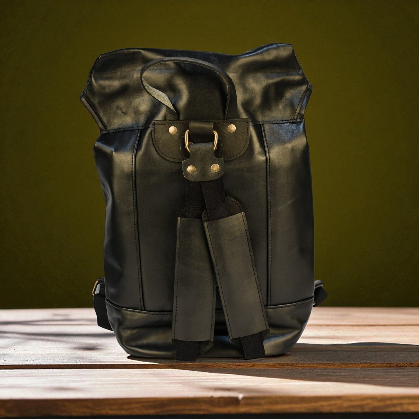 Bovine Leather Single Strap Backpack - Black