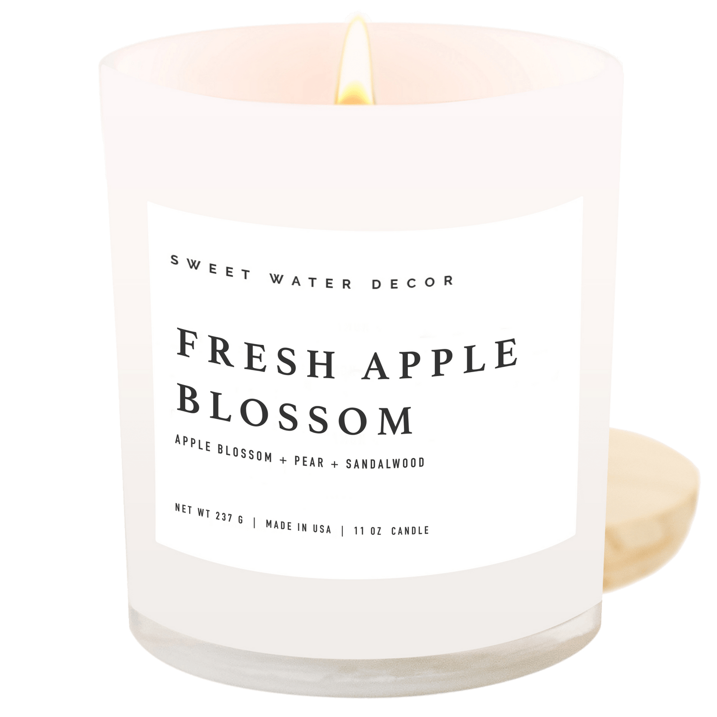 Fresh Apple Blossom Soy Candle - White Jar - 11 oz