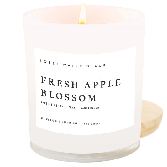 Fresh Apple Blossom Soy Candle - White Jar - 11 oz