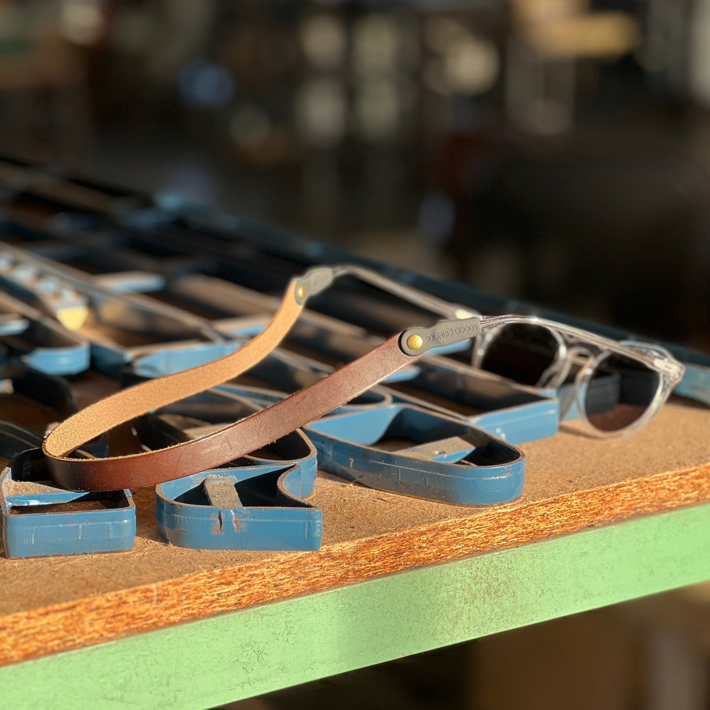 Monogrammed Leather Sunglass Strap (Waxed Classic Style)