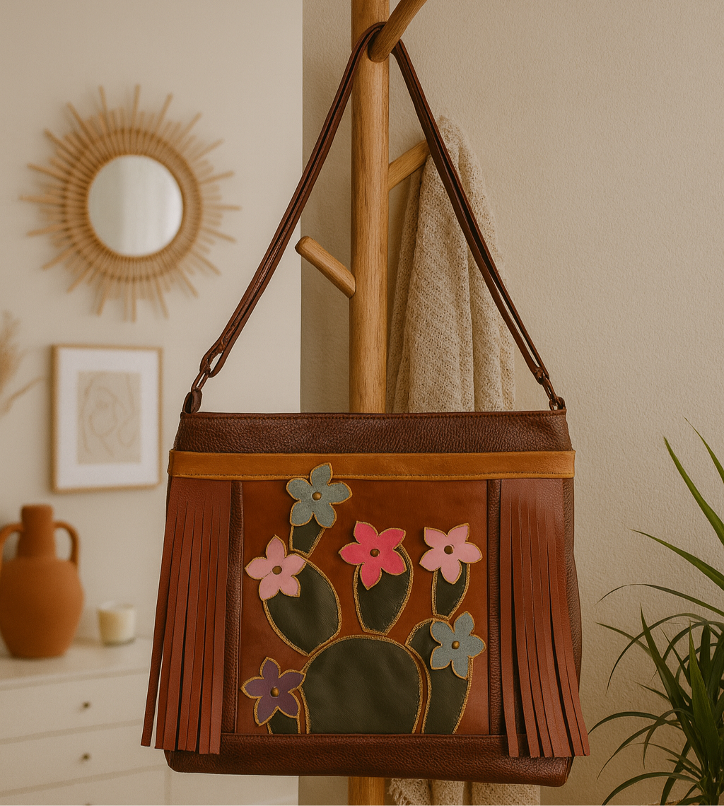 Packet Plus in Chestnut, Cactus Patchwork, Blossoms, Fringe, RTS (+ video)