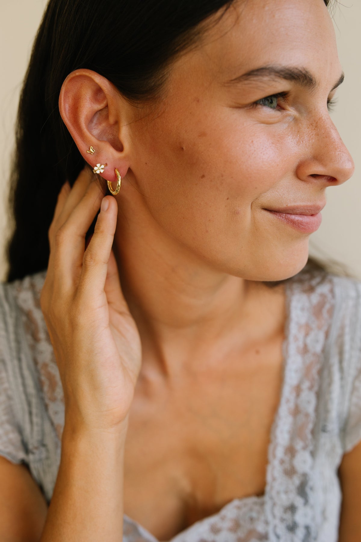 Hammered Gold Hoops