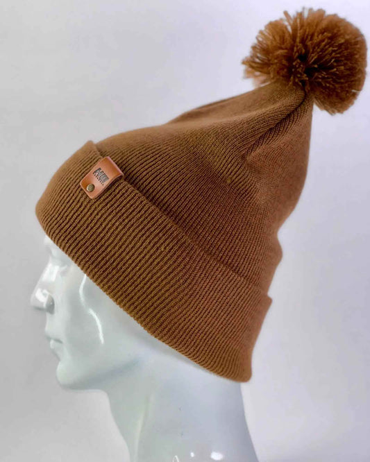HAAKWEAR PomPom Beanie - Made in USA - Camel Brown