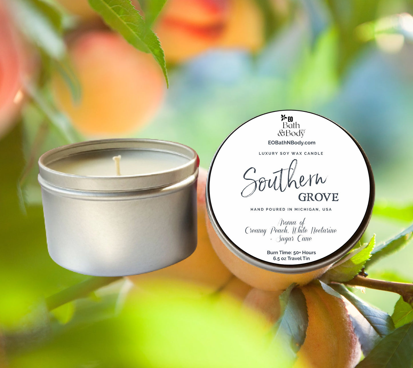 Southern Grove Luxury Soy Candle | Hand Poured | Zero Waste & Reusable | Minimalistic | Gift for Friend | 6 oz